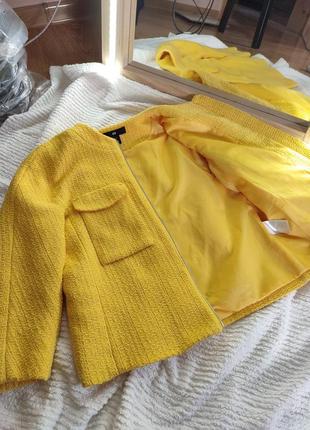 Твідова куртка,піджак від h&m яскравого жовтого кольору (yellow jacket)7 фото