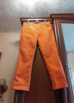 Стрейчевые брюки оранжевые штаны зауженные джинсы6 фото