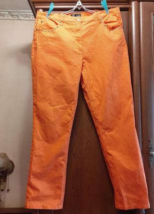 Стрейчевые брюки оранжевые штаны зауженные джинсы4 фото