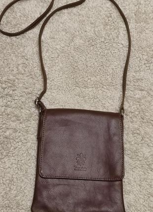 Шкіряна італійська сумка через плече месенджер і крос-боді vera pelle3 фото