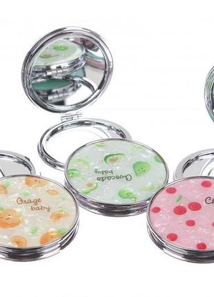 Косметичне дзеркало кругле кольорове "фрукти" (упаковка 12 шт)