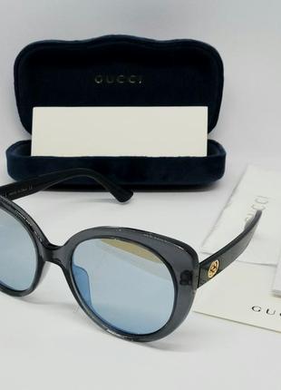 Gucci gg 0325sa 005 окуляри жіночі сонцезахисні блакитні дзеркальні поляризированные в сірій оправі