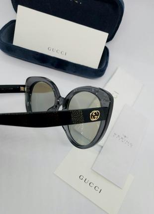 Gucci gg 0325sa 005 окуляри жіночі сонцезахисні блакитні дзеркальні поляризированные в сірій оправі9 фото