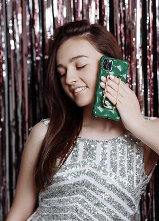 Чехол на айфон iphone 11 12 13 pro max зелёный чихол стильный модный новый 20223 фото