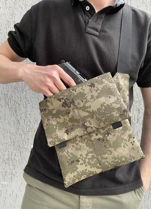 Чоловіча сумка з кобурою через плече, тактична сумка піксель для зброї