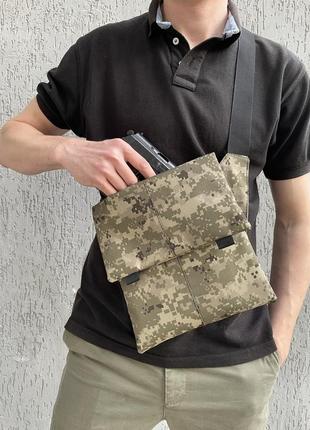 Чоловіча сумка з кобурою через плече, тактична сумка піксель для зброї9 фото