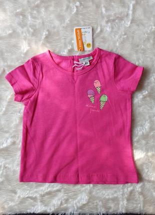 Рожева футболка бавовняна ovs (італія) на дівчинку 6-9 місяців (ріст 68 см)