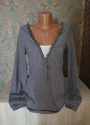 Жіноча базова блуза тільник в смужку блузка блузочка кофта розмір 46/48/50