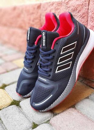 Чоловічі кросівки adidas nova сині з червоним і білим