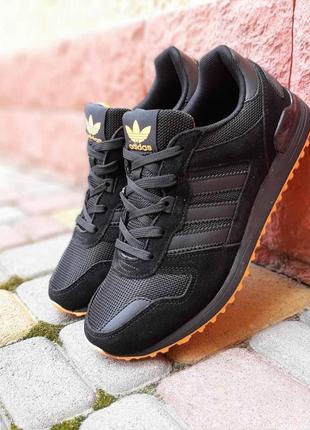 Чоловічі кросівки adidas zx 750 чорні з оранжевим / кросівки чорні