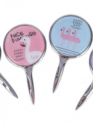 Дзеркало з ручкою кругле "фламінго" (упаковка 24 шт)