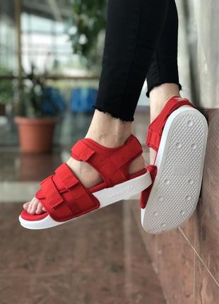 Жіночі сандалі adidas adilette red white1 фото