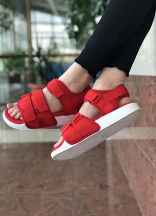 Жіночі сандалі adidas adilette red white2 фото