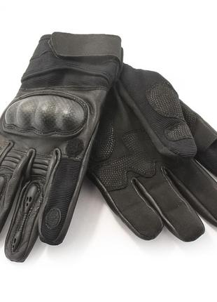 Тактичні полнопалые рукавички з шкіряними вставками mil-tec із захистом кісточок
