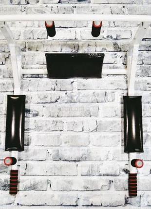 Турнік-бруси-прес 4 в 1 настінний розбірної "gym pro" білий колір6 фото