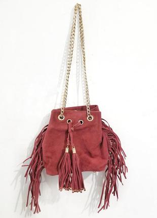 Сумка atmosphere  limited edition бордовая с бахромой