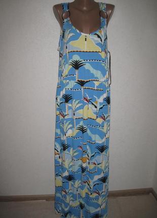 Длинное голубое трикотажное платье george р-р20 вискоза1 фото