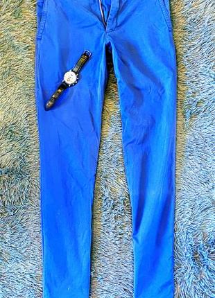 Чоловічі штани-чінос massimo dutti casual завужені базавые сині 31размер1 фото