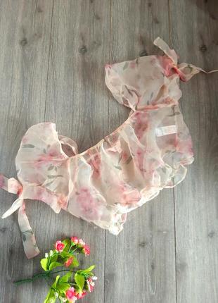 Кроп топ органза персиковый/розовый,48 р