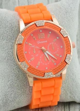 Часы g-030 диаметр циферблата 4 см, длина ремешка 17-22 см, оранжевый цвет, позолота ро