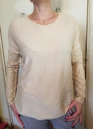 Блузка maje paris шелк-хлопок-кашемир-кожа.