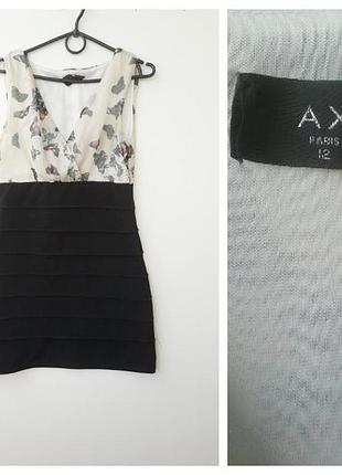 Комбіновану коротке плаття з метеликами від ax paris m-l#плаття гумка#