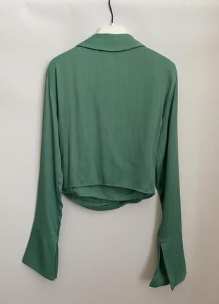Атласная сатиновая блузка рубашка топ сорочка на запах zara6 фото