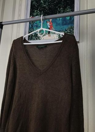 Коричневый шелковый пуловер с вырезом ralph lauren2 фото