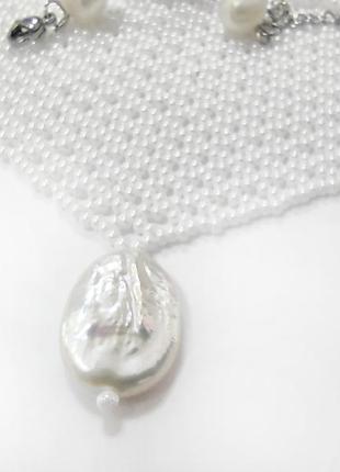 Жемчужное колье-косынка ручной работы handmade жемчуг барокко барочный