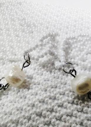 Жемчужное колье-косынка ручной работы handmade жемчуг барокко барочный