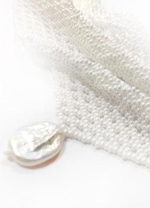 Жемчужное колье-косынка ручной работы handmade жемчуг барокко барочный