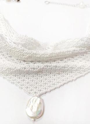 Жемчужное колье-косынка ручной работы handmade жемчуг барокко барочный