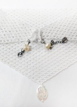 Жемчужное колье-косынка ручной работы handmade жемчуг барокко барочный