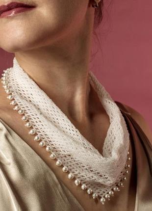 Жемчужное колье-косынка ручной работы handmade жемчуг барокко барочный