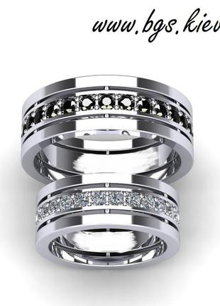 Обручальные кольца с черными бриллиантами1 фото