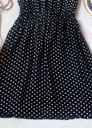 Вискозное платье в мелкий горошек с ажурным воротником, размер 38(10), см.замеры2 фото