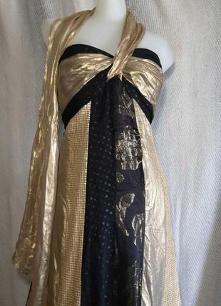 Женское вечернее натуральное шелковое длинное платье, сарафан. нарядное, блестящее в пол