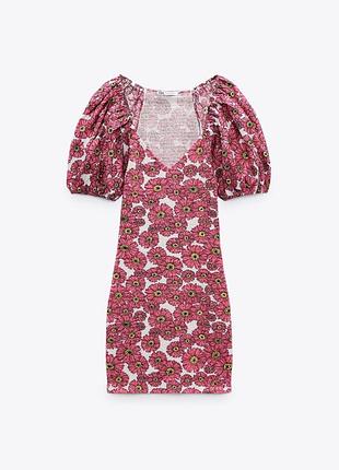 Платье zara с рукавами фонариками м