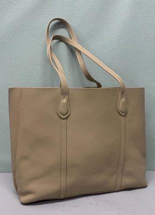 Женская кожаная бежевая сумка шопер2 фото