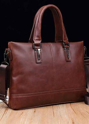 Якісний чоловічий діловий портфель для документів, чоловіча офісна еко шкіра