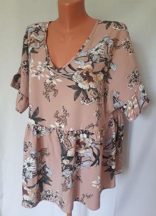 Нюдовая блуза батал,в цветочный принт shein curve( 2xl)
