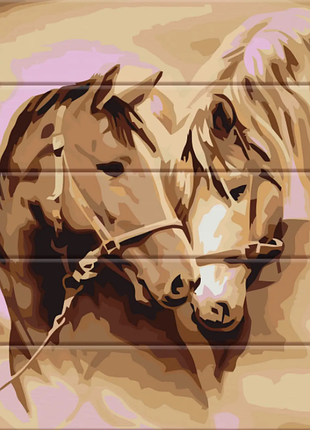 Картина за номерами на дереві "пара коней" 30*40 см