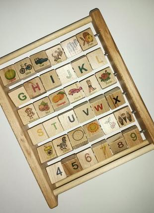 Абетка дерев'яна, англійська для дітей, від 3 років, алфавіт для дитини
