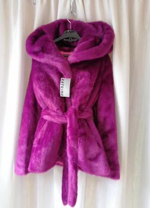 Шубка еко хутро глибокий капюшон два бічних кишені і поясок ⛔ ‼ відправляю товар безпечної оплатою б