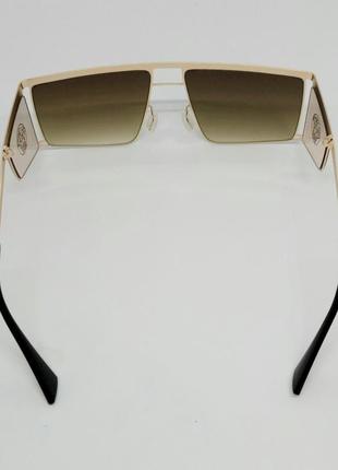 Женские солнцезащитные очки в стиле versace коричневый градиент с боковыми линзами5 фото