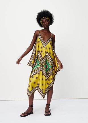 Zara атласное платье платок из новой коллекции