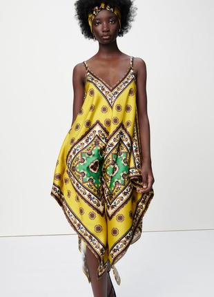 Zara атласное платье платок из новой коллекции2 фото