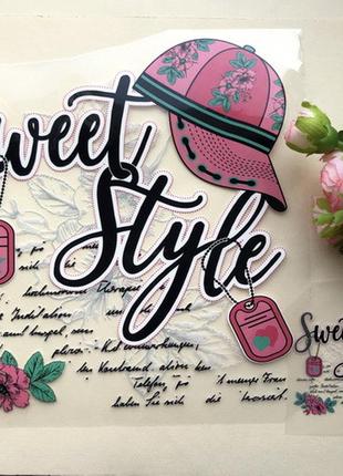 Термоаппликация, наклейка на одежду sweet style  6x6 см