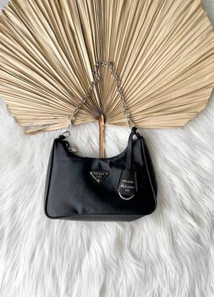 Крутая сумка прада с карманом женская черная10 фото