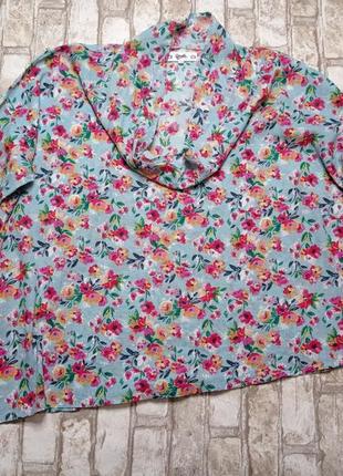 Блуза бавовна у квітковий принт1 фото